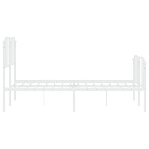 Sengeramme med gavl og fodgærde 140×190 cm - metal, hvid