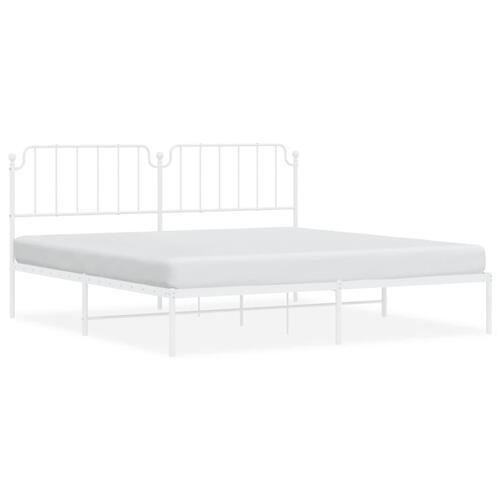 Sengeramme med sengegavl 200x200 cm metal hvid