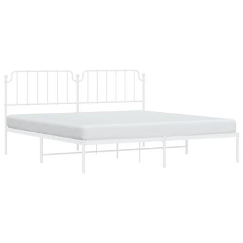 Sengeramme med sengegavl 200x200 cm metal hvid