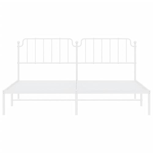 Sengeramme med sengegavl 200x200 cm metal hvid
