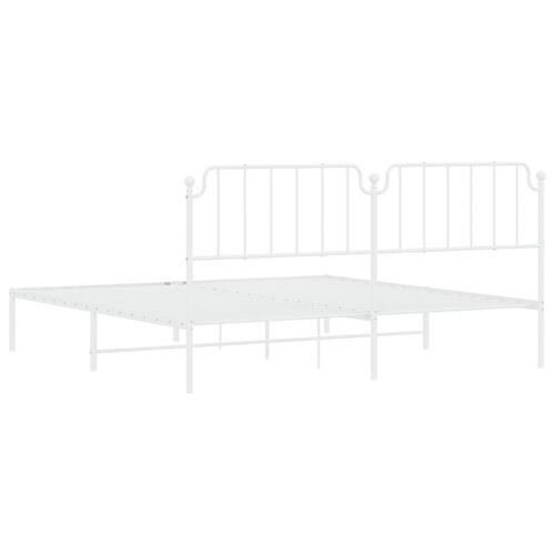 Sengeramme med sengegavl 200x200 cm metal hvid