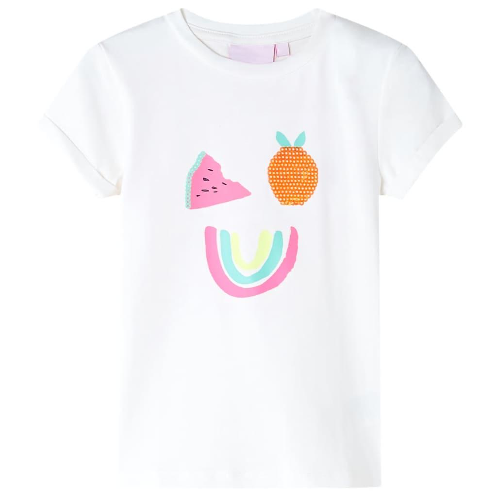 T-shirt til børn str. 116 ecrufarvet billede