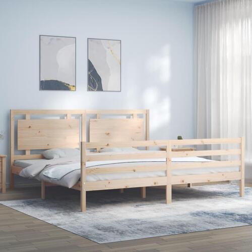 Sengeramme med sengegavl Super King Size massivt træ