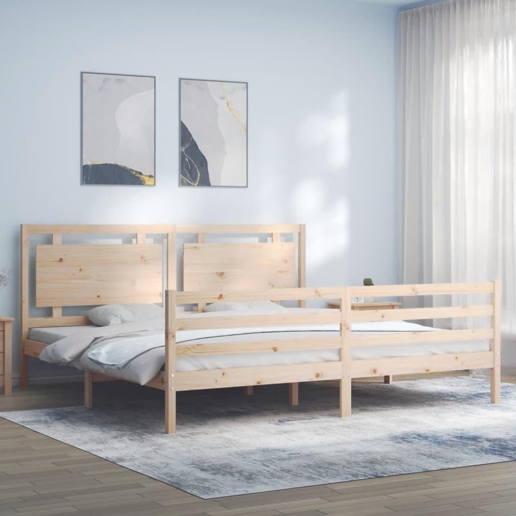 Sengeramme med sengegavl Super King Size massivt træ