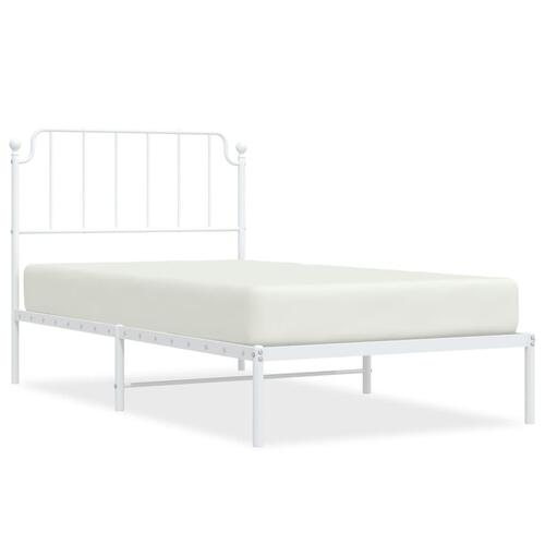 Sengeramme med sengegavl 100x190 cm metal hvid