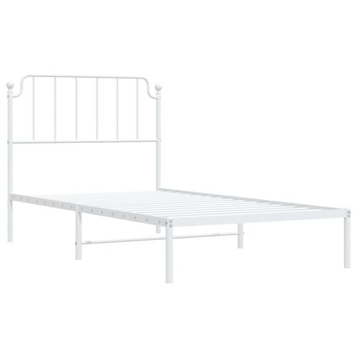 Sengeramme med sengegavl 100x190 cm metal hvid