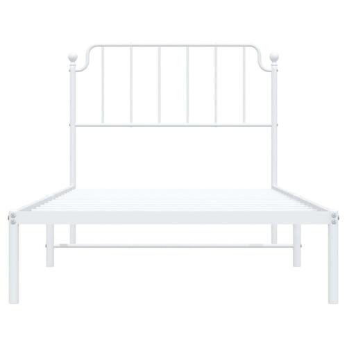 Sengeramme med sengegavl 100x190 cm metal hvid