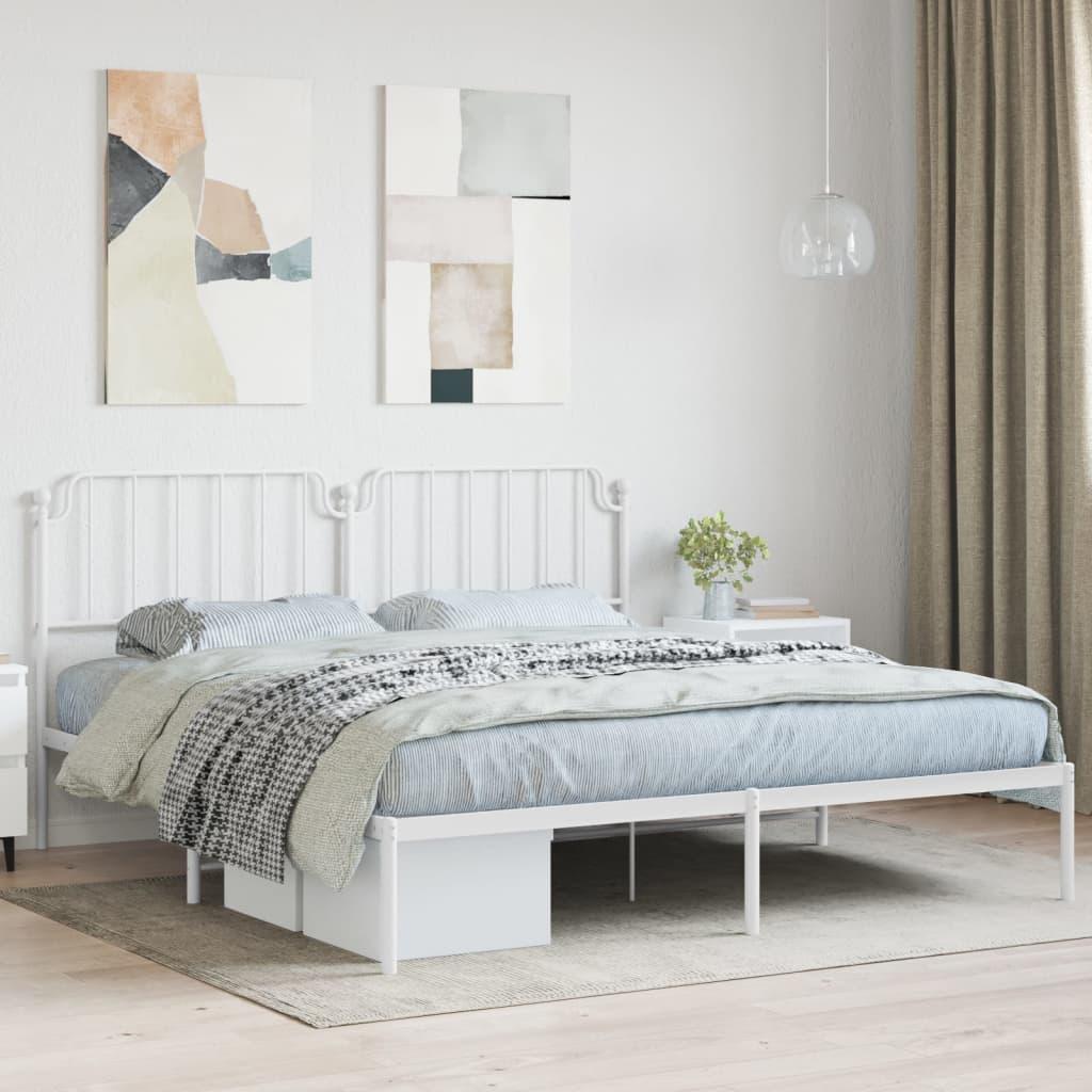 Sengeramme med sengegavl 160x200 cm metal hvid