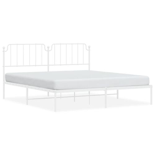 Sengeramme med sengegavl 160x200 cm metal hvid