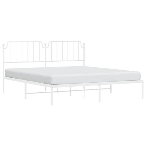 Sengeramme med sengegavl 160x200 cm metal hvid