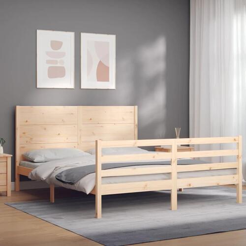 Sengeramme med sengegavl 160x200 cm massivt træ