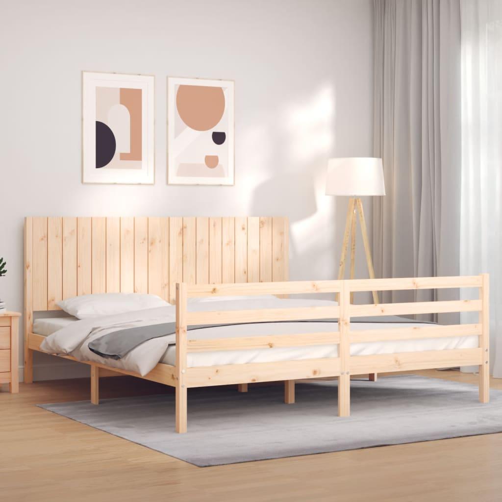 Sengeramme med sengegavl Super King Size massivt træ