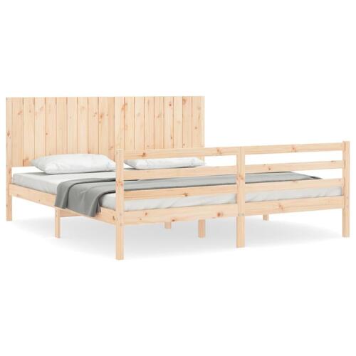 Sengeramme med sengegavl Super King Size massivt træ