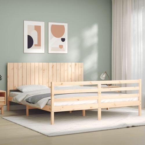 Sengeramme med sengegavl Super King Size massivt træ