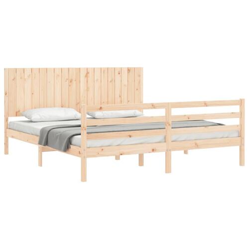 Sengeramme med sengegavl Super King Size massivt træ