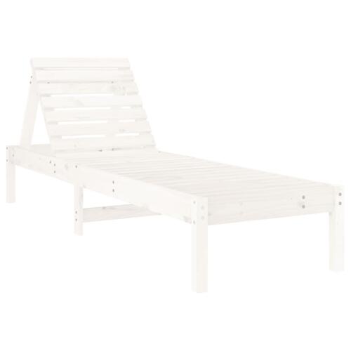 Liggestol 199,5x60x74 cm massivt fyrretræ hvid