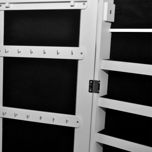 Fritstående smykkeskab spejldør LED-lamper hvid