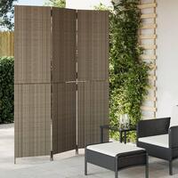 Rumdeler 3 paneler polyrattan grå