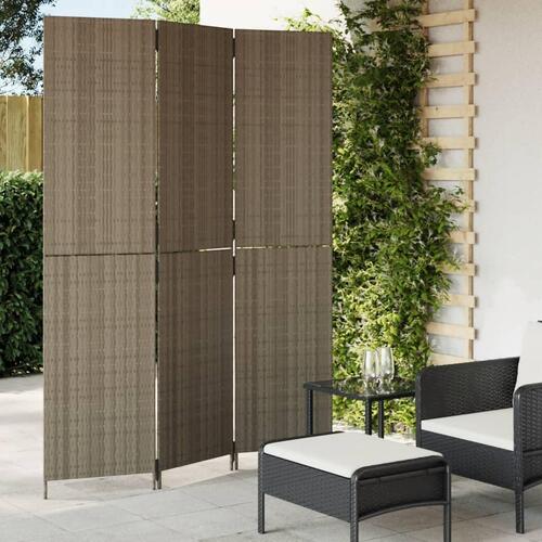 Rumdeler 3 paneler polyrattan grå
