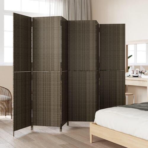 Rumdeler 6 paneler polyrattan grå