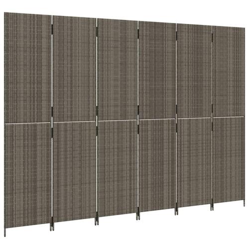 Rumdeler 6 paneler polyrattan grå