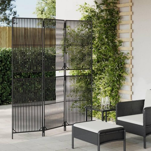Rumdeler i polyrattan - 3 paneler, sort