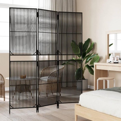 Rumdeler i polyrattan - 3 paneler, sort