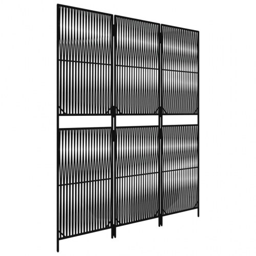 Rumdeler i polyrattan - 3 paneler, sort