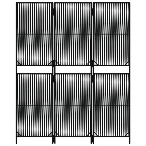 Rumdeler i polyrattan - 3 paneler, sort