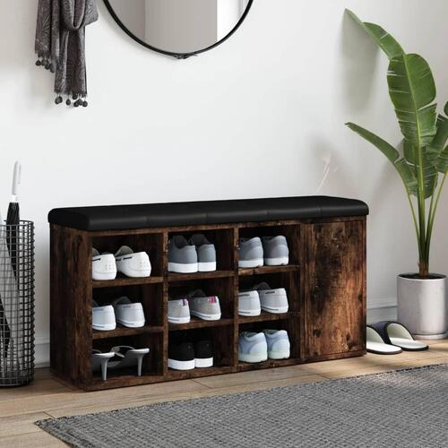 Skobænk 102x32x50 cm konstrueret træ røget egetræsfarve