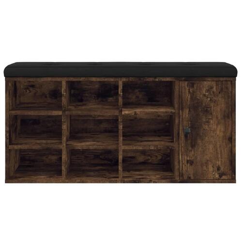 Skobænk 102x32x50 cm konstrueret træ røget egetræsfarve