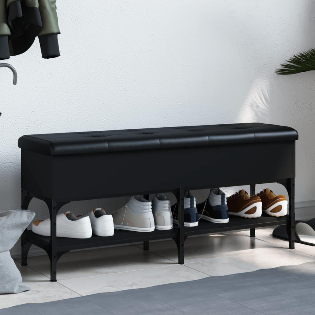 Skobænk 102x32x45 cm konstrueret træ sort
