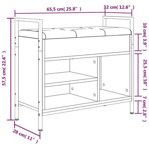 Skobænk 65,5x32x57,5 cm konstrueret træ brun egetræsfarve