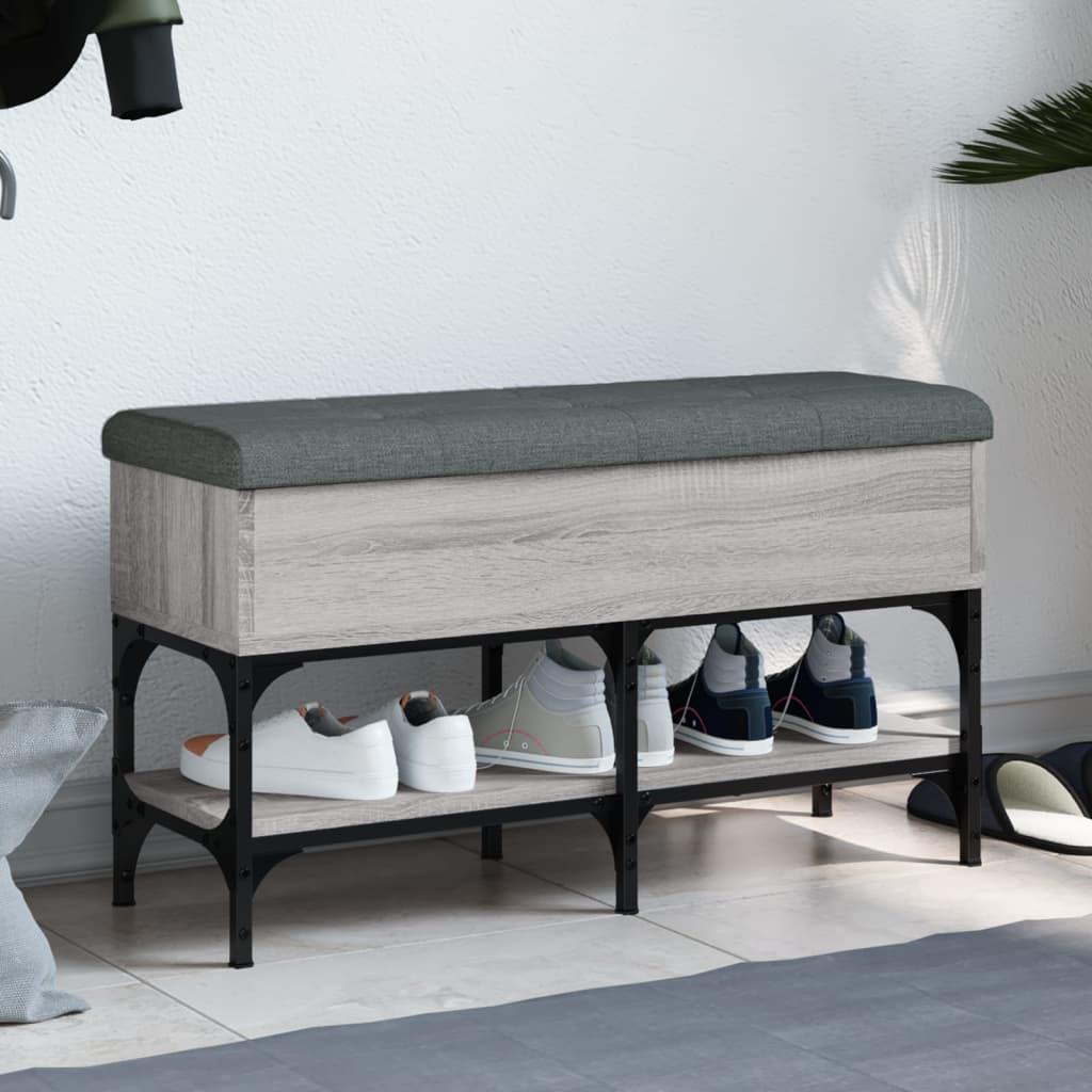 Skobænk 82x32x45 cm konstrueret træ grå sonoma-eg