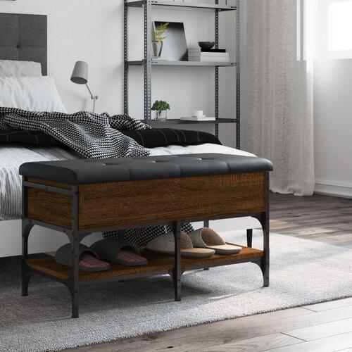 Skobænk 82x42x45 cm konstrueret træ brun egetræsfarve