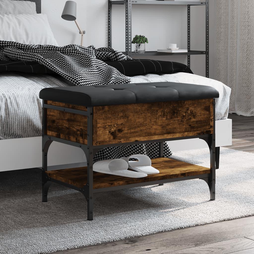 Skobænk 62x42x45 cm konstrueret træ røget egetræsfarve