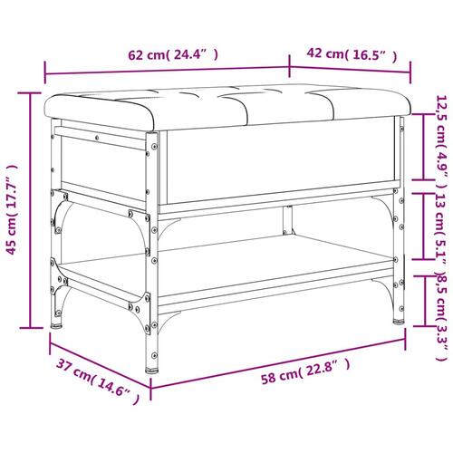 Skobænk 62x42x45 cm konstrueret træ røget egetræsfarve