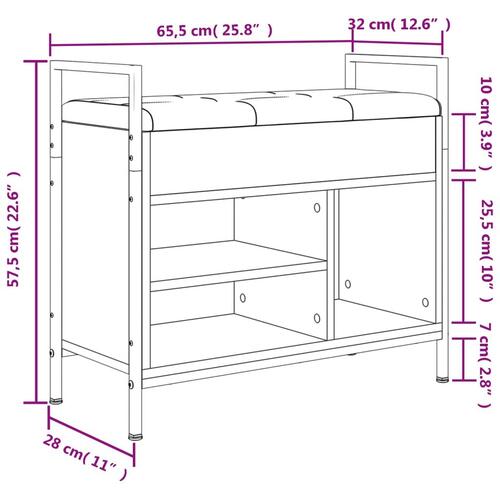 Skobænk 65,5x32x57,5 cm konstrueret træ røget egetræsfarve