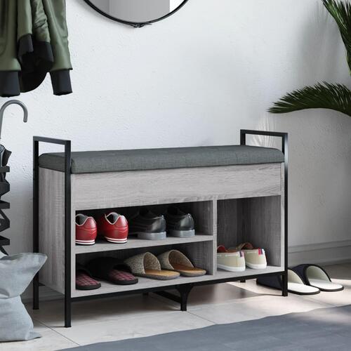 Skobænk 85,5x32x57,5 cm konstrueret træ grå sonoma-eg