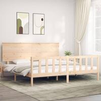 Sengeramme med sengegavl Super King Size massivt træ