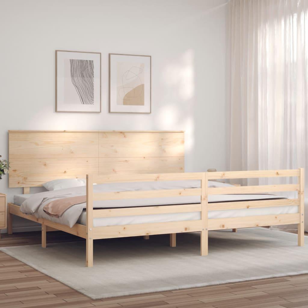 Sengeramme med sengegavl Super King Size massivt træ