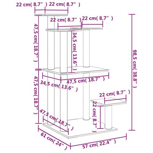 Kradsetræ med platforme 98,5 cm cremefarvet