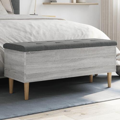 Opbevaringsbænk 102x42x46 cm konstrueret træ grå sonoma-eg