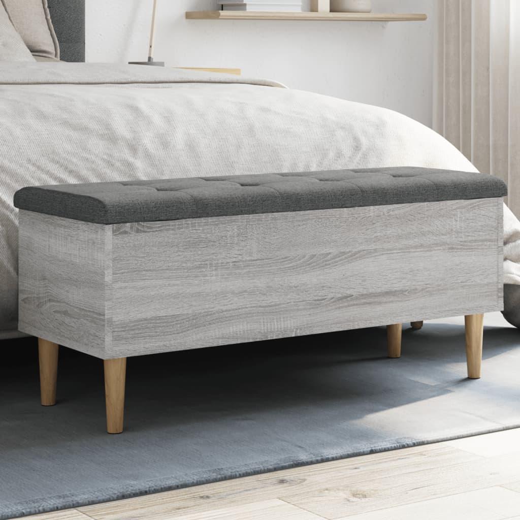 Opbevaringsbænk 102x42x46 cm konstrueret træ grå sonoma-eg