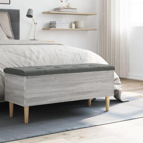 Opbevaringsbænk 102x42x46 cm konstrueret træ grå sonoma-eg