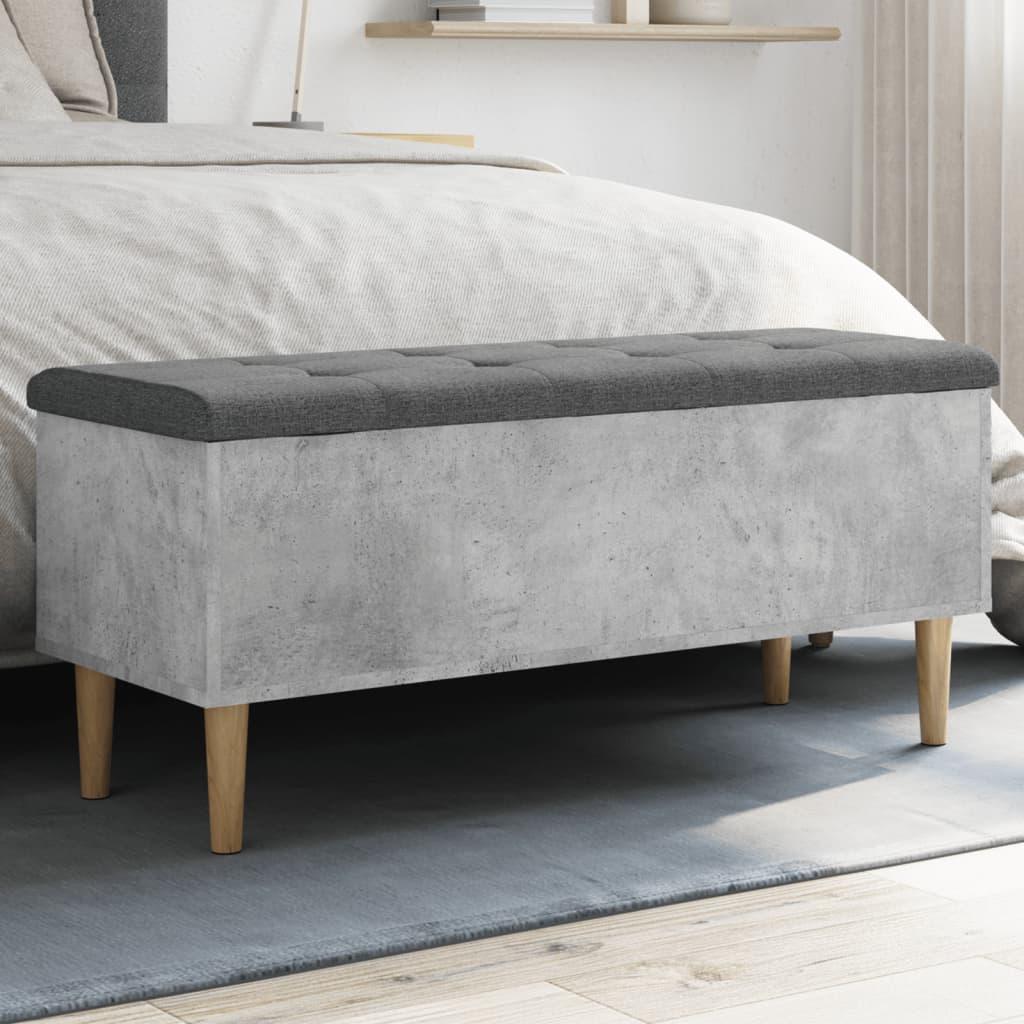 Opbevaringsbænk 102x42x46 cm konstrueret træ betongrå