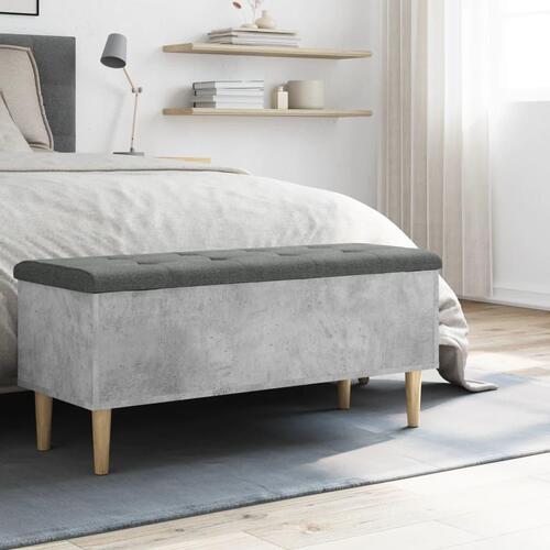 Opbevaringsbænk 102x42x46 cm konstrueret træ betongrå