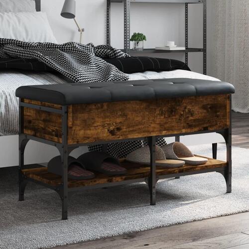 Skobænk 82x42x45 cm konstrueret træ røget egetræsfarve