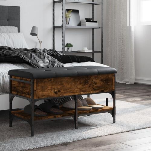 Skobænk 82x42x45 cm konstrueret træ røget egetræsfarve