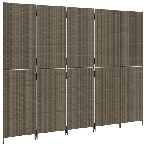 Rumdeler 5 paneler polyrattan grå